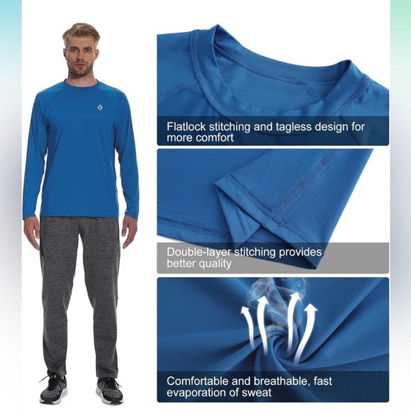 Hodo Sports Royal Blue Swim Shirts Long Sleeve Rashguard - Picture 4 of 7